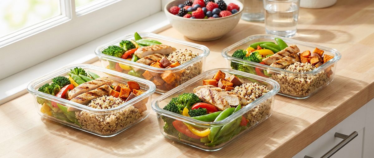 Portioned healthy meal prep