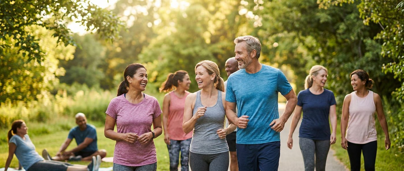 People enjoying a healthy, active lifestyle outdoors
